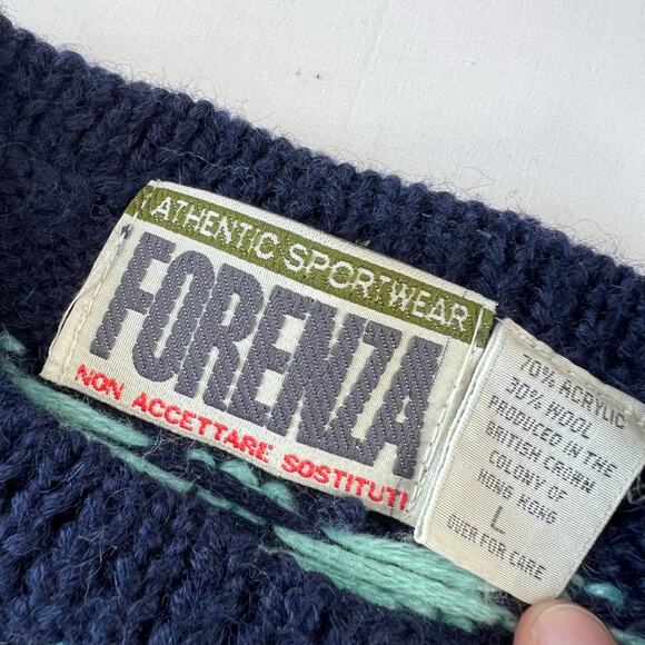Forenza Vintage Aztec Design Women's Sweater Blue Pink Size large - Picture 4 of 5